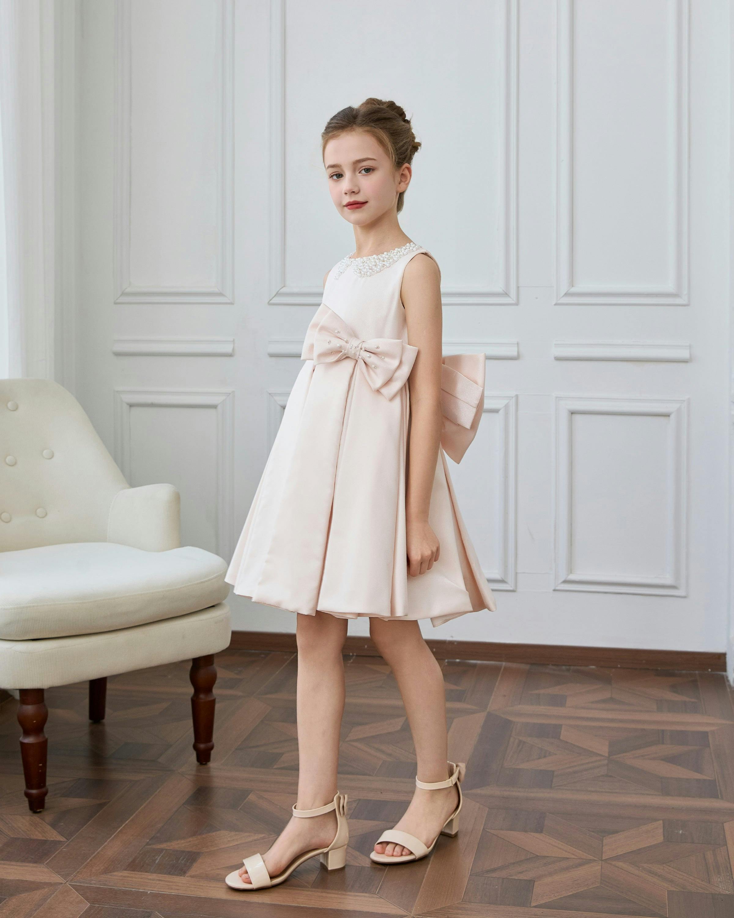 Pink Melinda Pearl Double Bow Dress