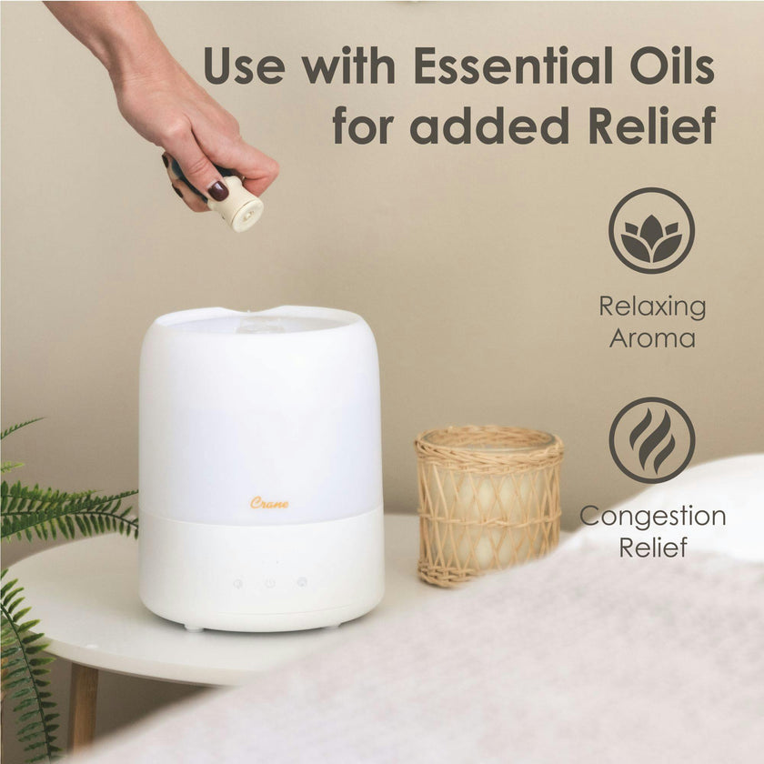 3-in-1 Compact Humidifier - 0.5 Gallon with Sleep Support Light & Aroma Diffuser