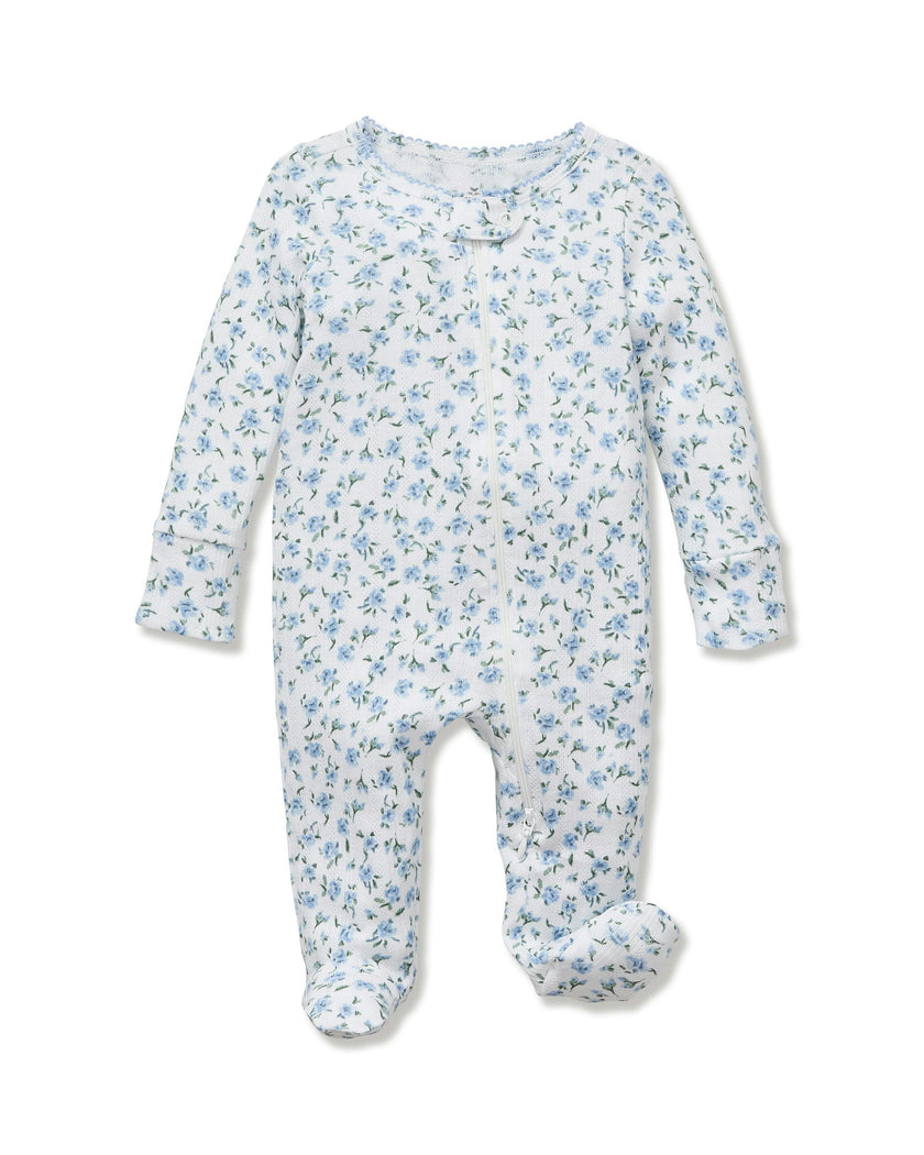 Baby's Pointelle Footie Romper in Blue Floral