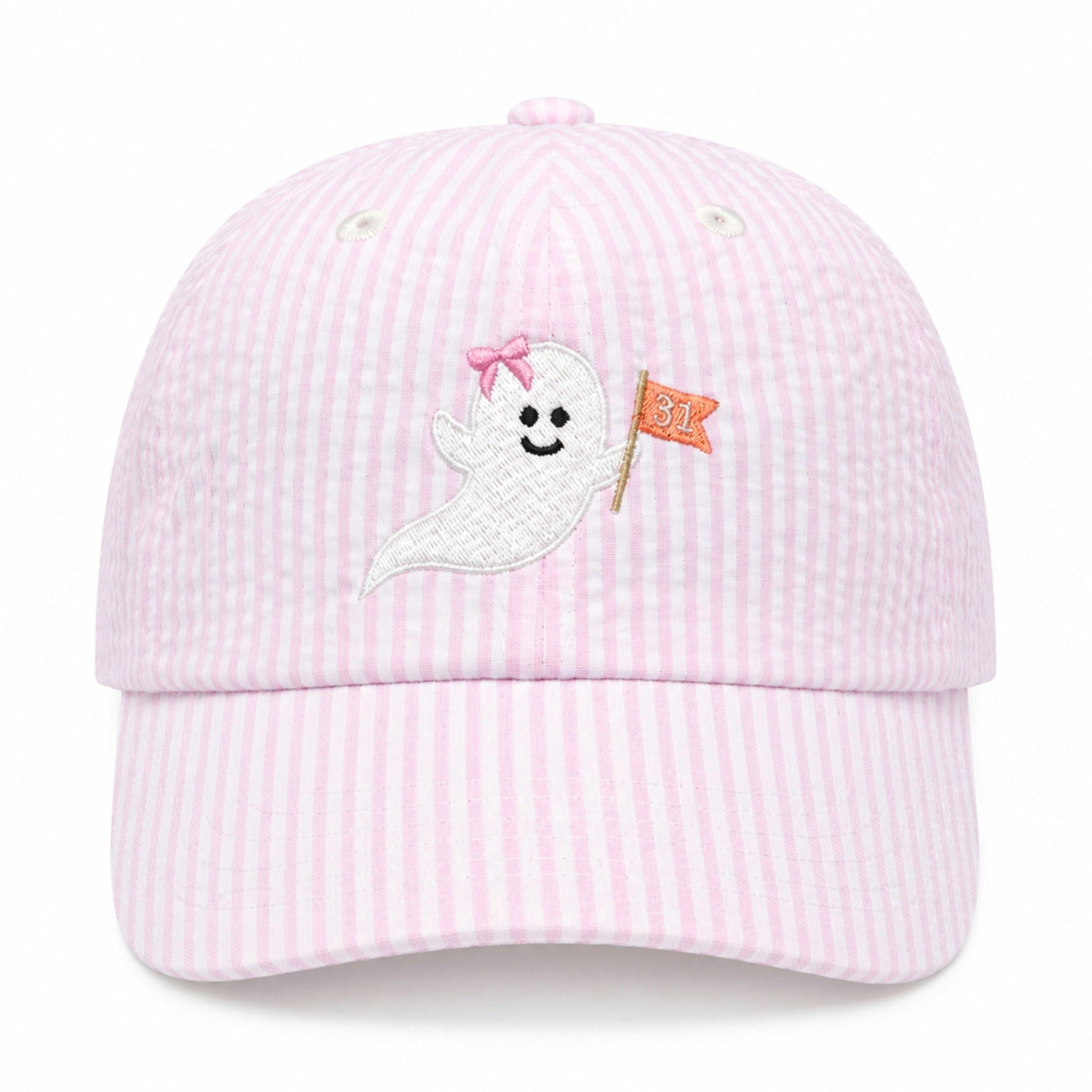 Ghost Seersucker Bow Baseball Hat