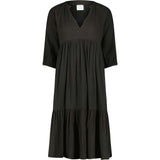 Women's Martine Cotton V-Neck 3-Quarter Sleeve Popover Dress, Black