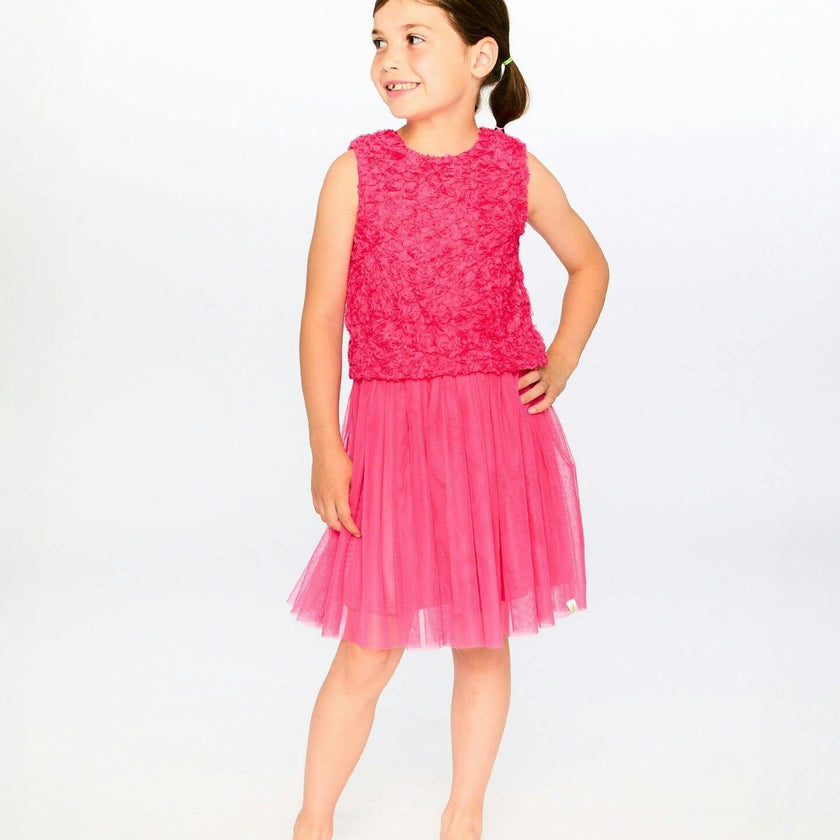 Sleeveless Textured Rosette Dress