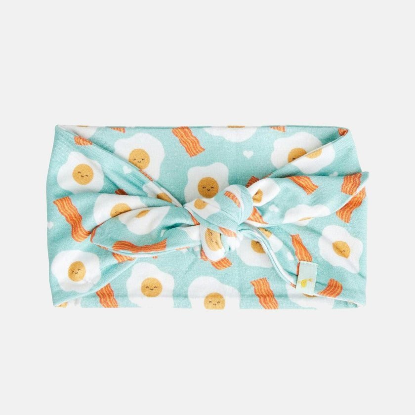 Bow Headband - Bacon & Eggs Blue