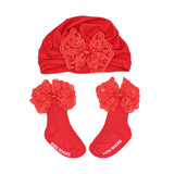 Lace Bow Hat & Sock Gift Set