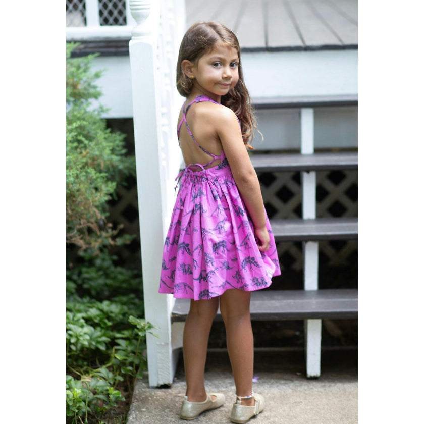 Tie Back Dress in Dino