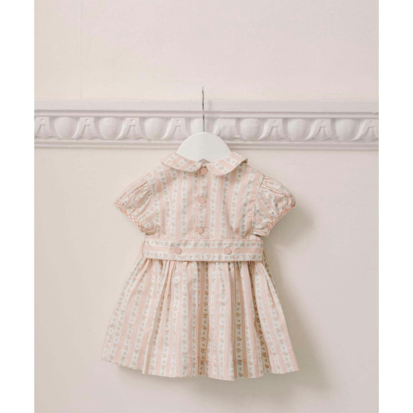 Pink Floral Stripe Arcadia Baby Girl Hand-Smocked Set