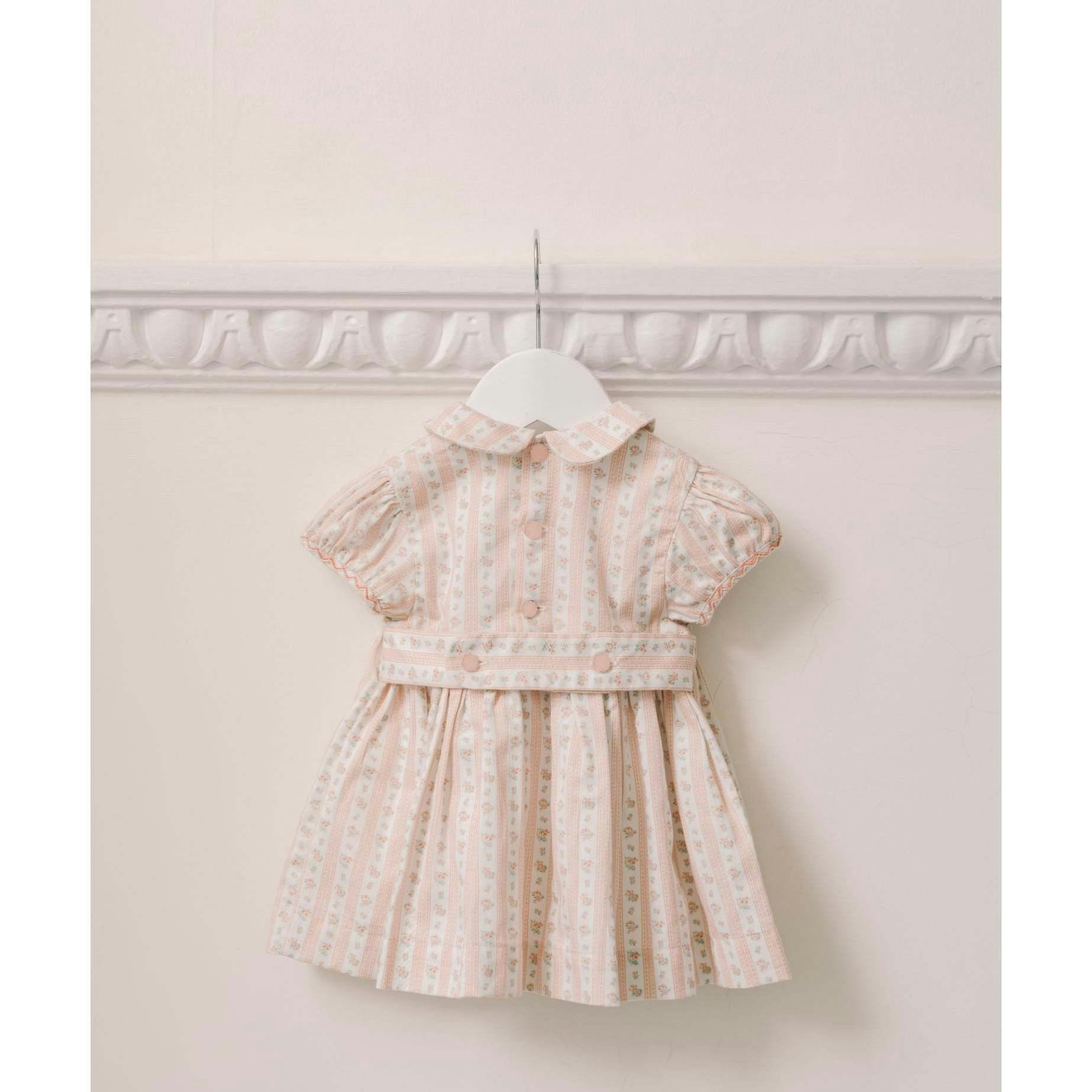 Pink Floral Stripe Arcadia Baby Girl Hand-Smocked Set