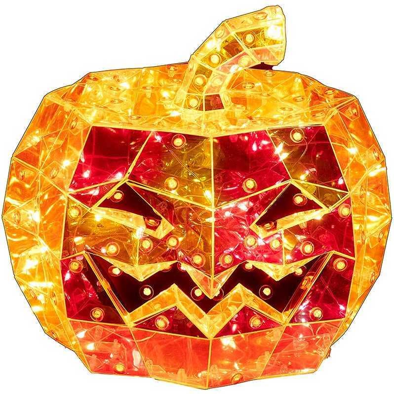 6.5-Inch 100-Light Orange Micro LED Holographic Jack-O-Lantern