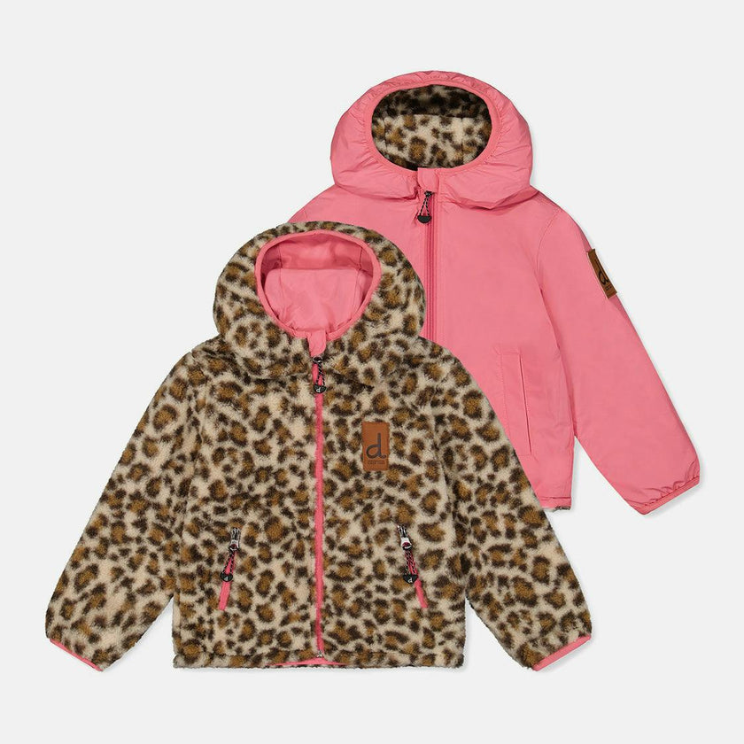 Reversible Mid-Season Jacket Pink And Leopard