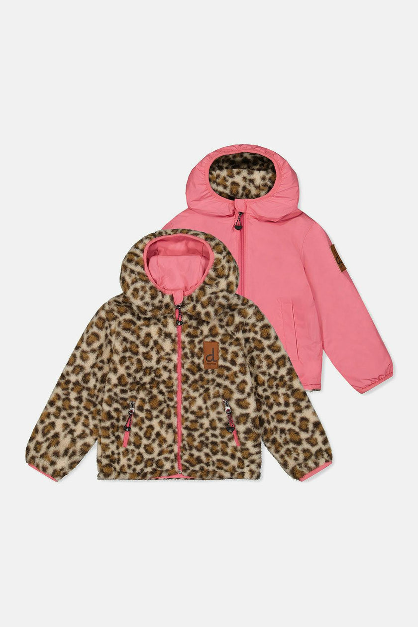 Reversible Mid-Season Jacket Pink And Leopard