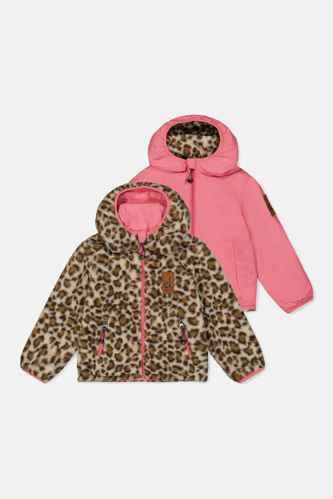Reversible Mid-Season Jacket Pink And Leopard
