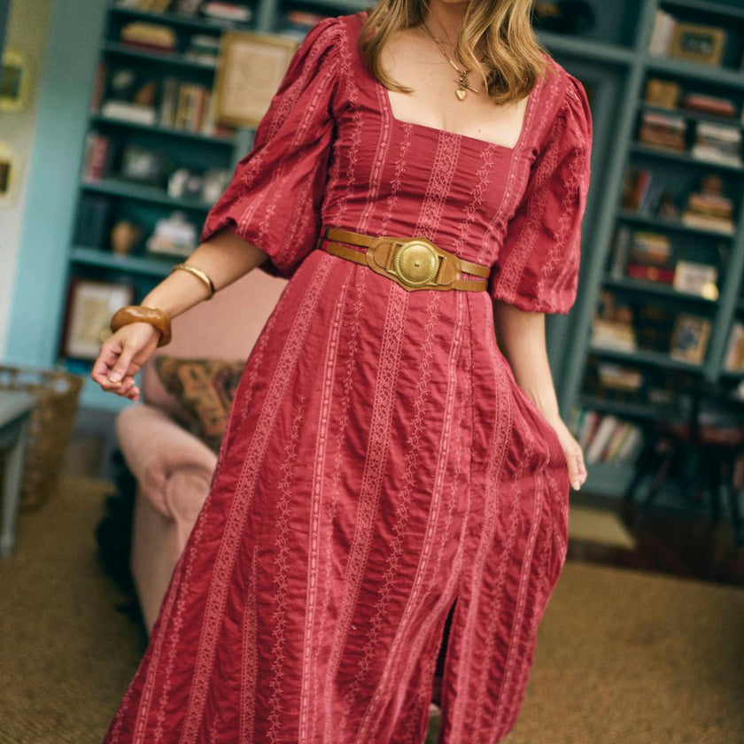 Arden Dress in Garnet