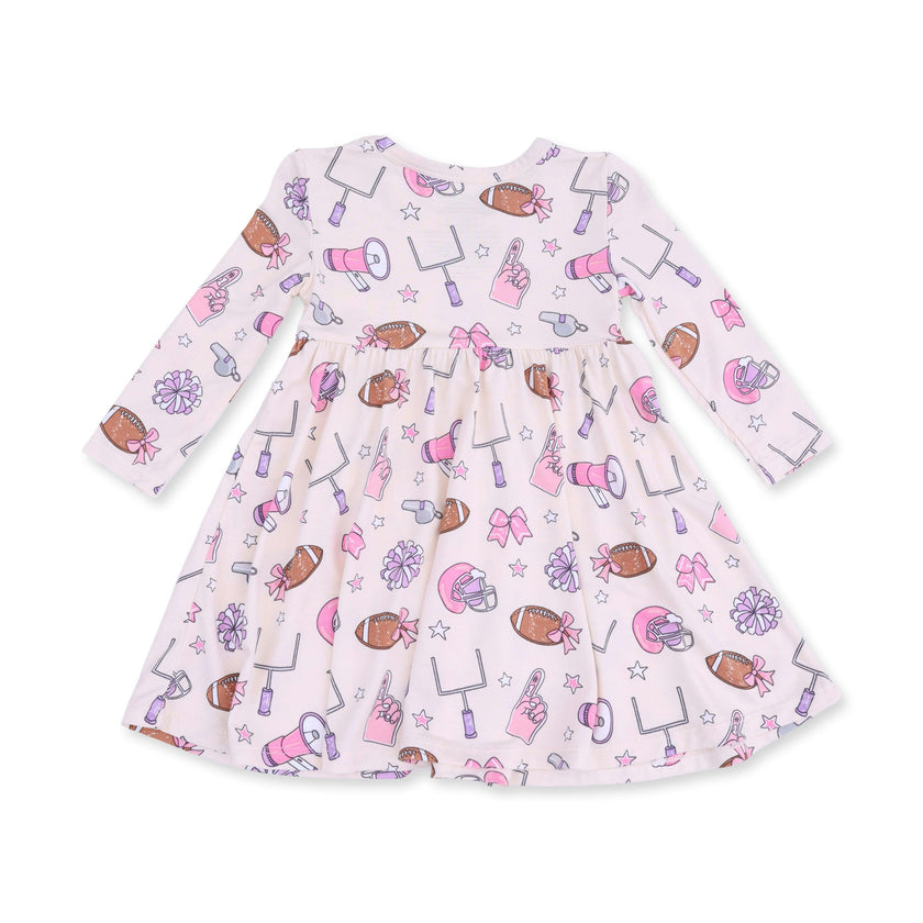 Football Cheer - Twirly Long Sleeve Dress with Bike Short