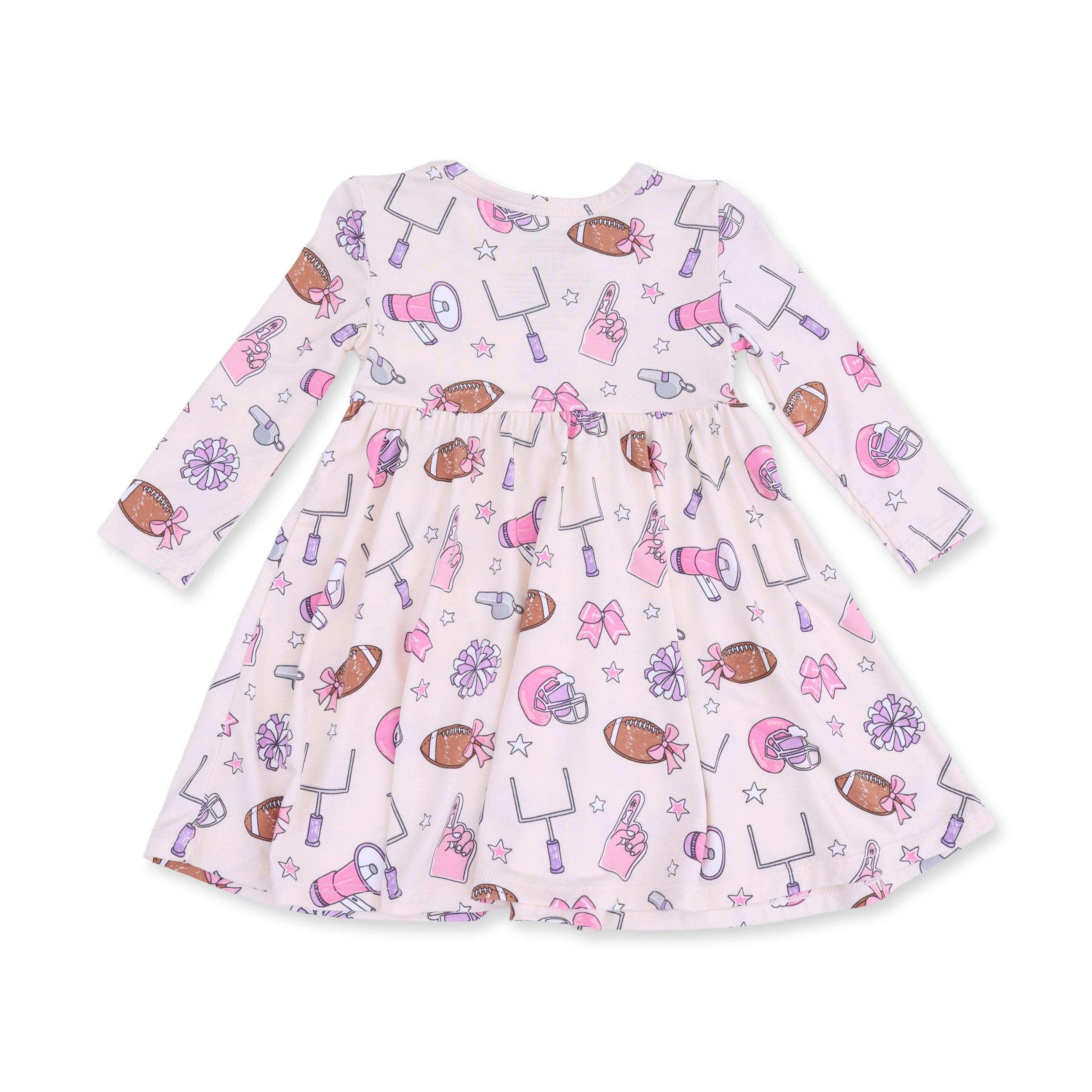 Football Cheer - Twirly Long Sleeve Dress with Bike Short