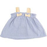 Micro Gingham Blue Blizzard - Top with Bows and Ruffle Leg Bloomer