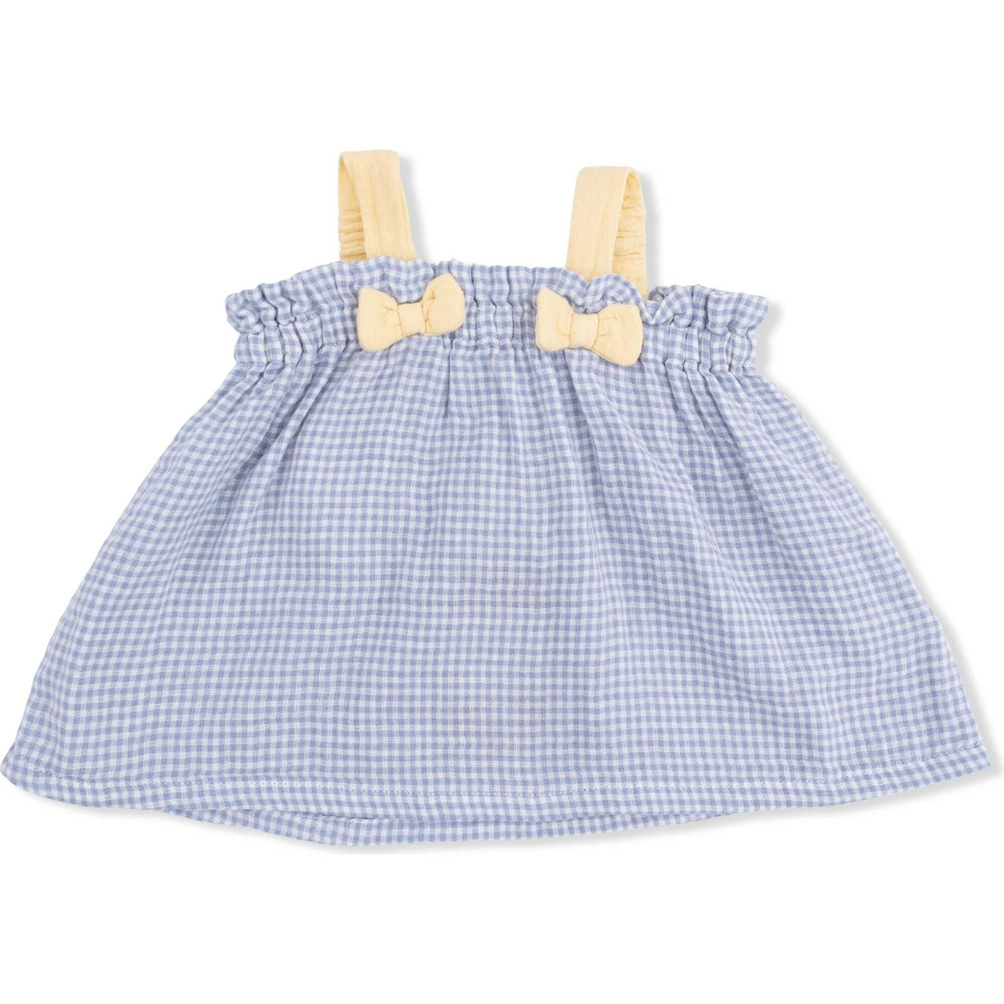 Micro Gingham Blue Blizzard - Top with Bows and Ruffle Leg Bloomer