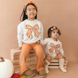 Cinnamon Plaid Bow Patch Sweatshirt