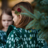 Recycled Cotton Snowy Pine Ruffle Dress