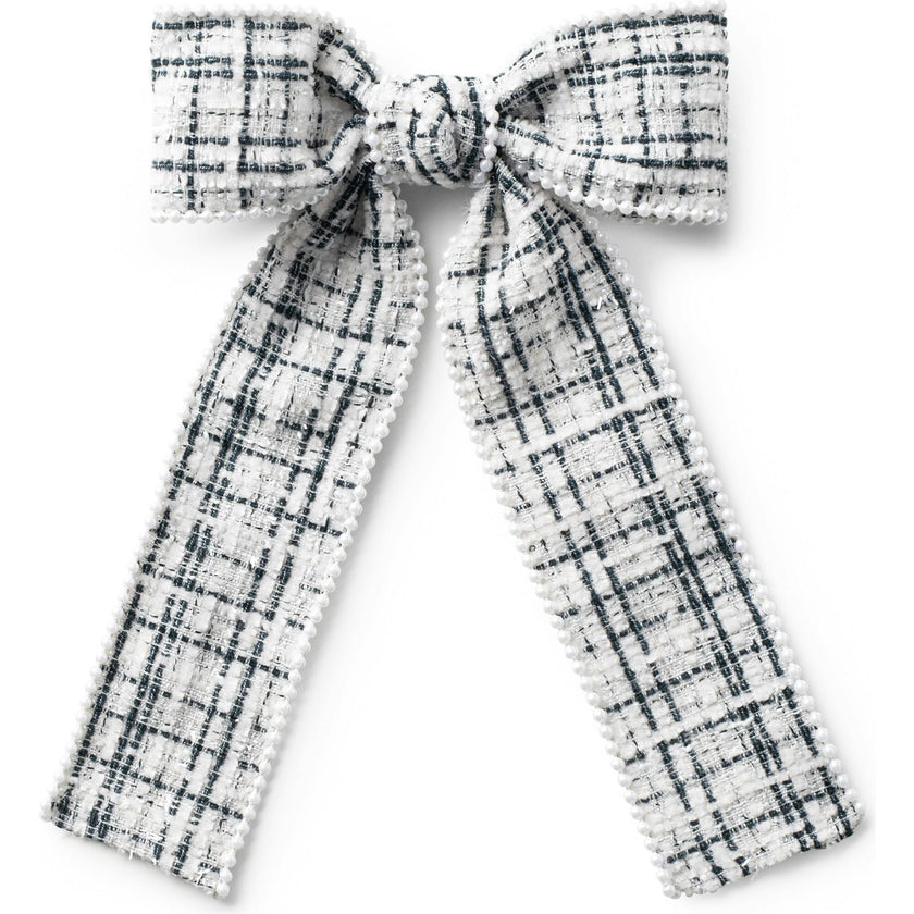 Estella Tweed Pearl Trimmed Long Tail Clip