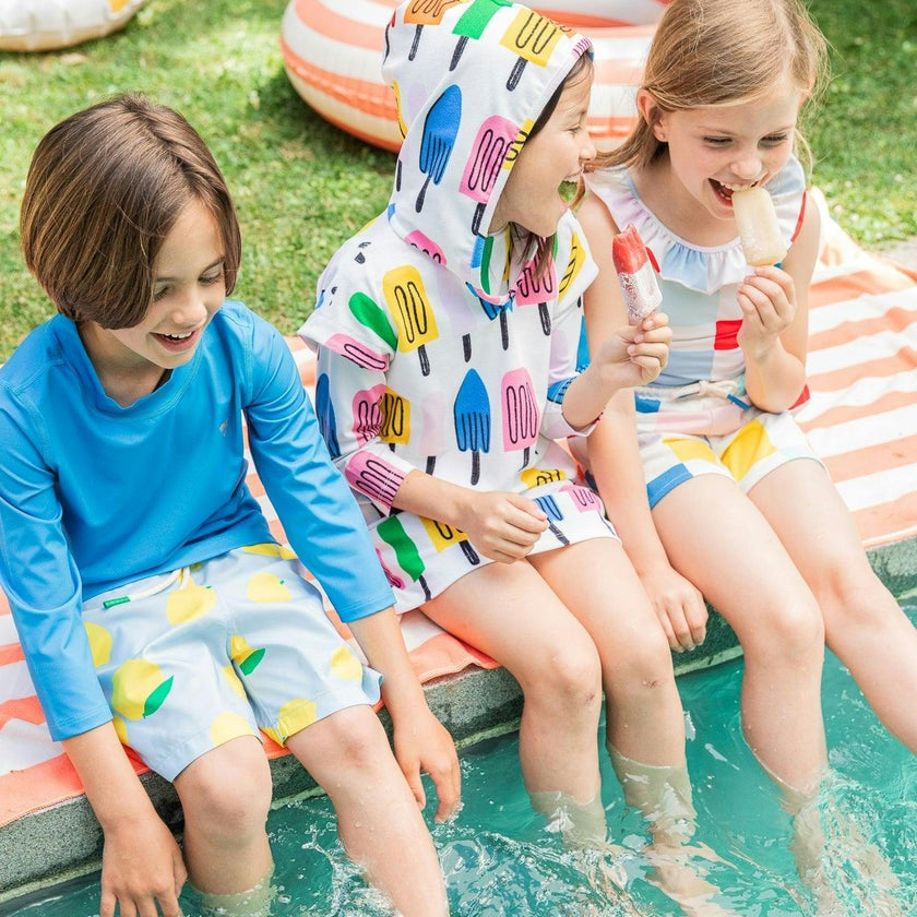 Recycled Cotton Checkered Cropped Kid Short
