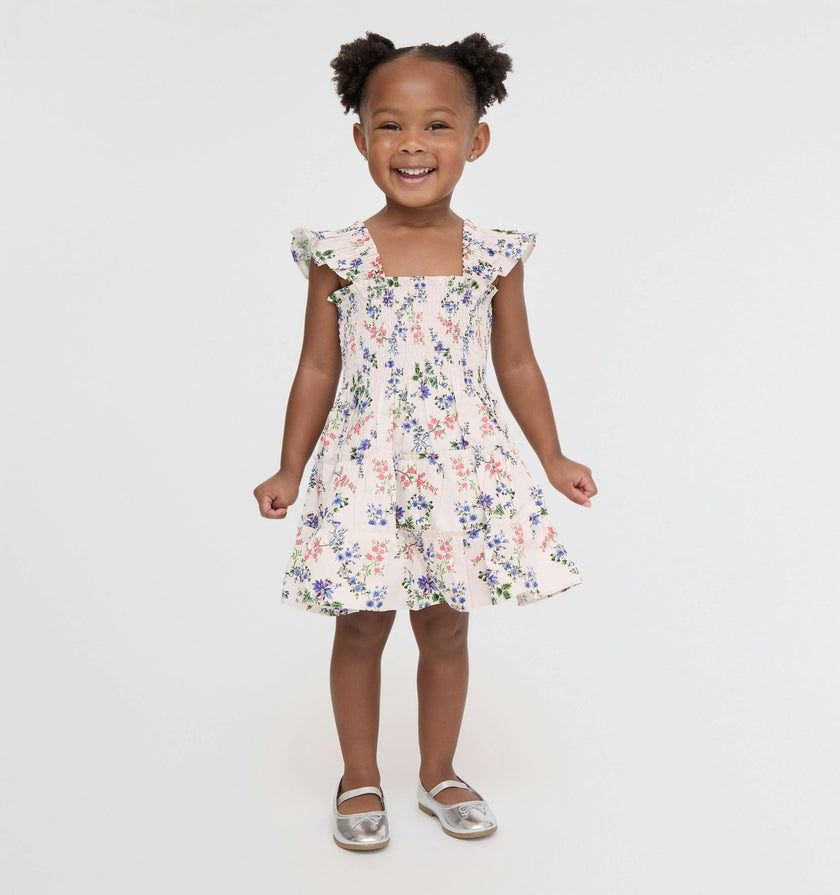The Baby Ellie Nap Dress - Pink Scallop Bow Chintz