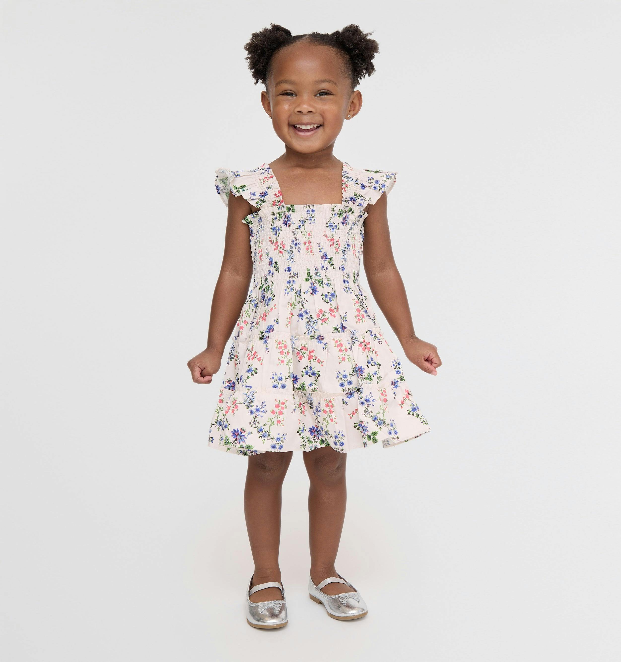The Baby Ellie Nap Dress - Pink Scallop Bow Chintz