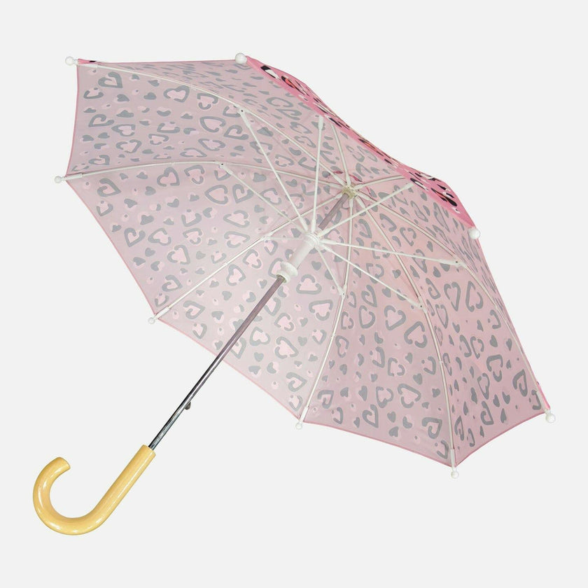 Color-Changing Umbrella Pink Hearts Print