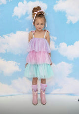 Sparkle Ombre Tie Shoulder Tired Dress