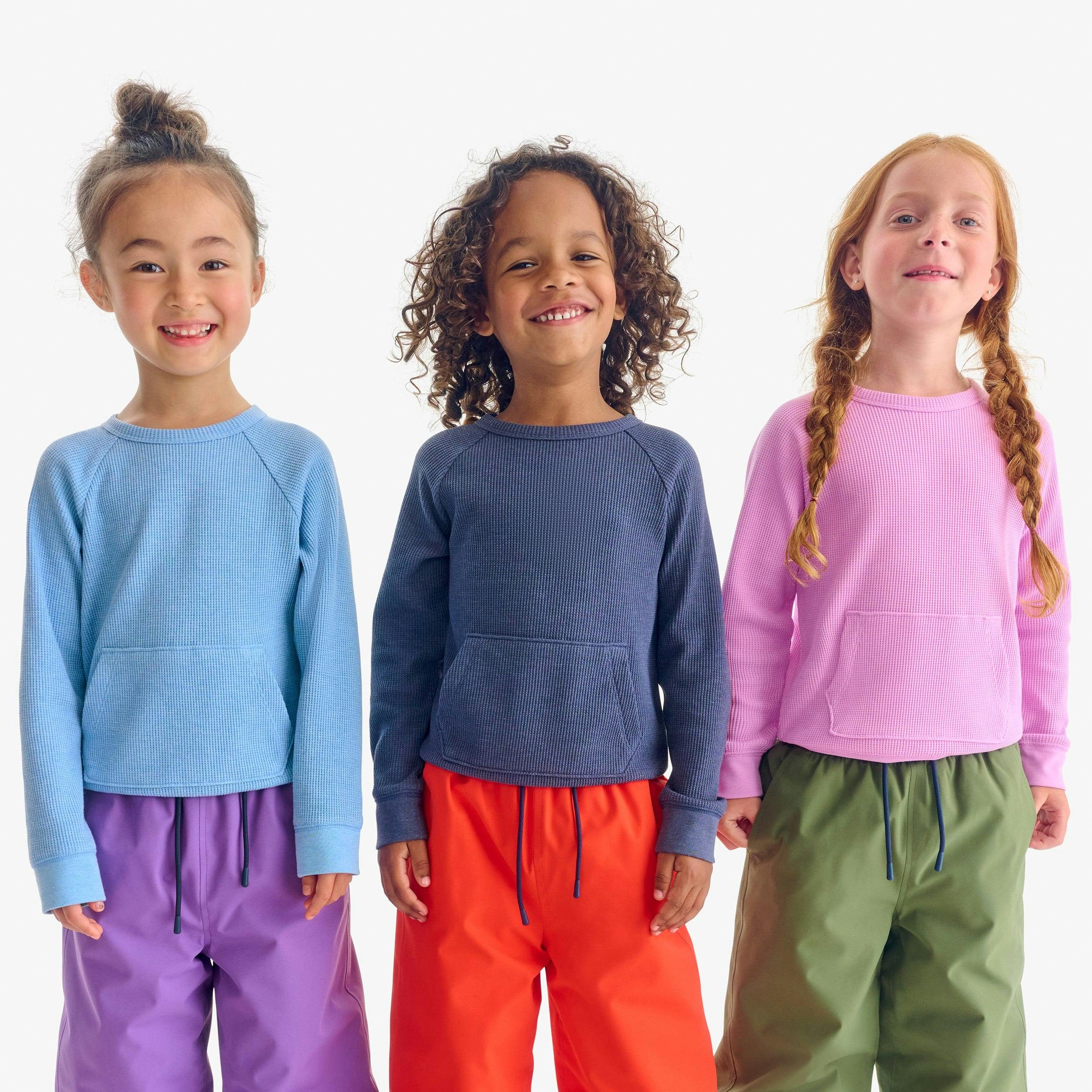 Kids heathered waffle pocket tee