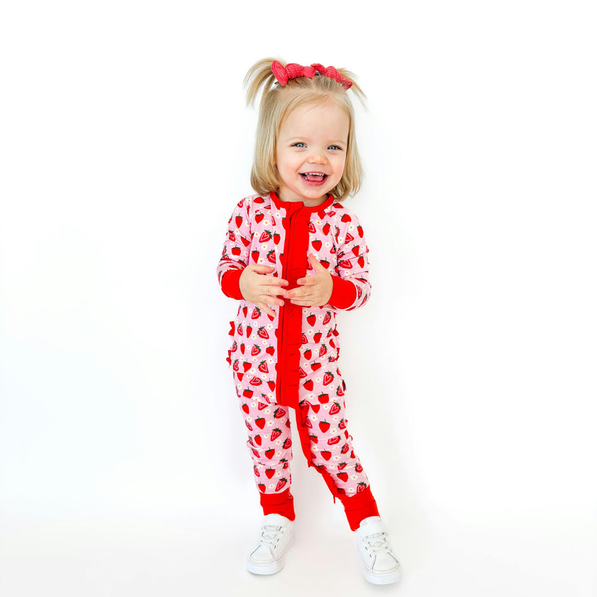 Strawberry Fields Ruffle Snoozer