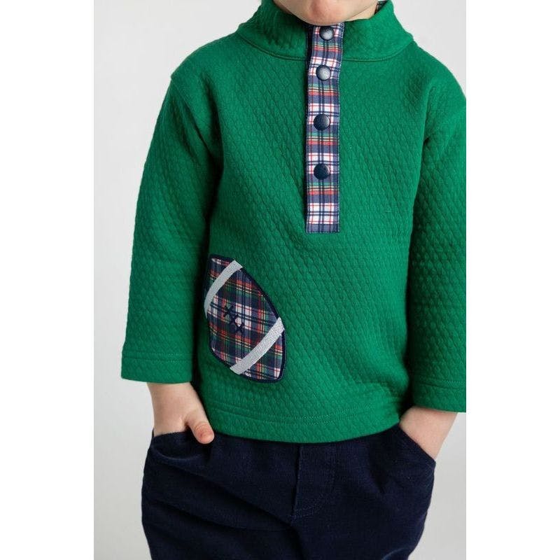 Green Jacquard Knit Pullover With Football