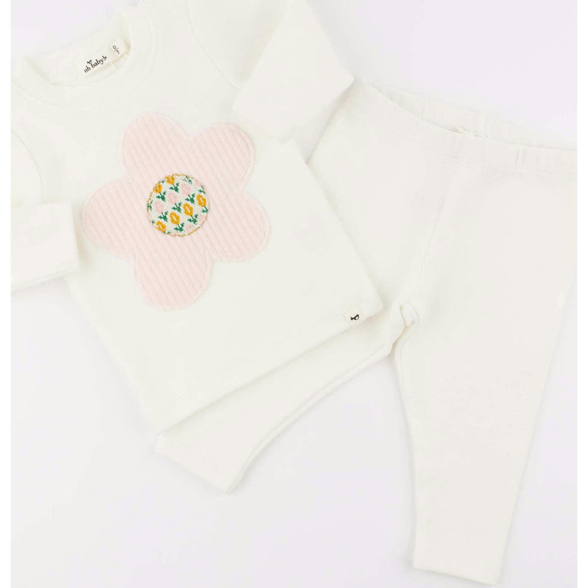 Quilted Flower Applique L/S 2pc Set