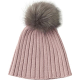 Chunky Knit Ribbed Detachable Pom Pom Beanie