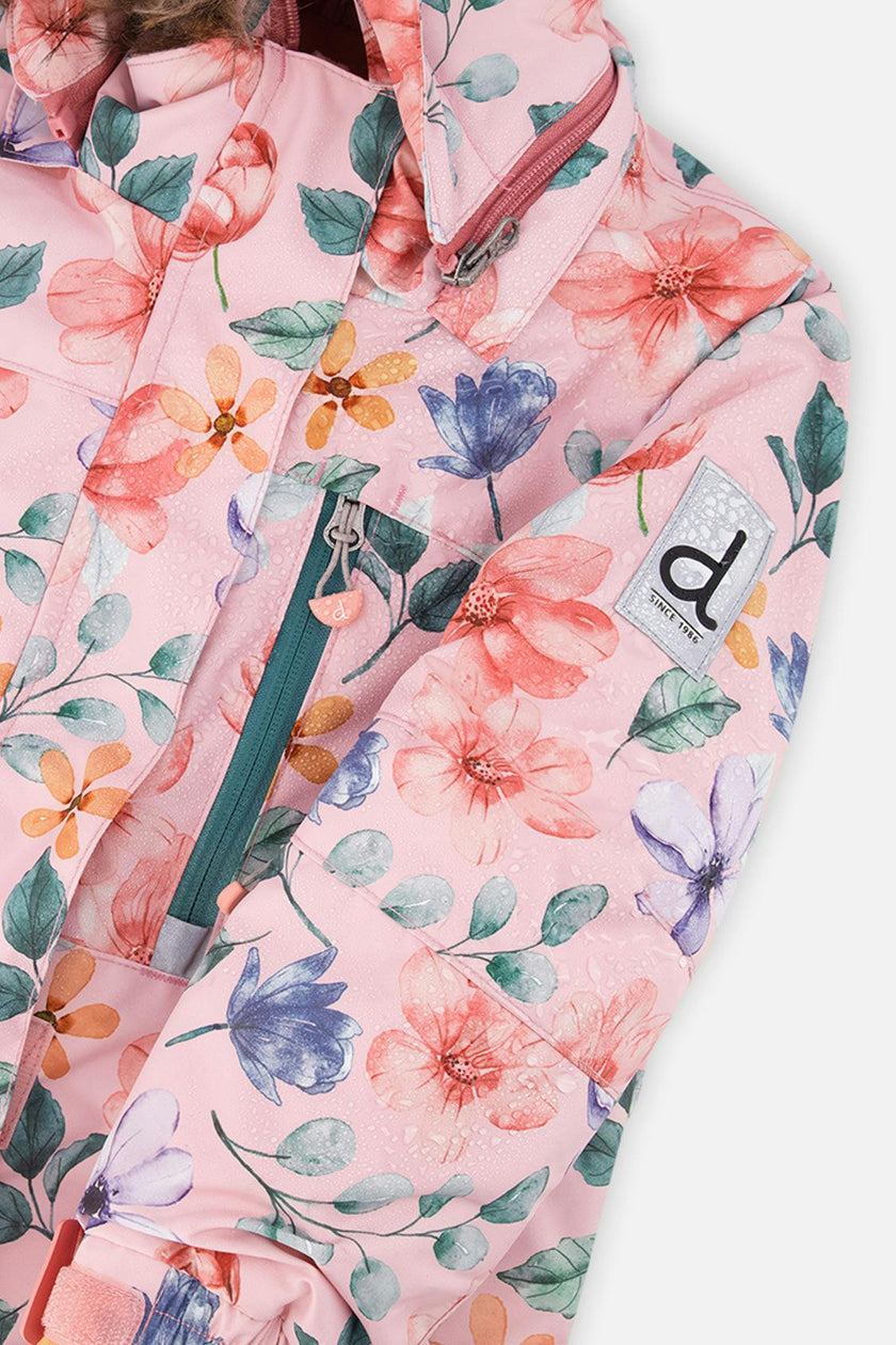Two Piece Play Snowsuit Pink Vintage Floral Print