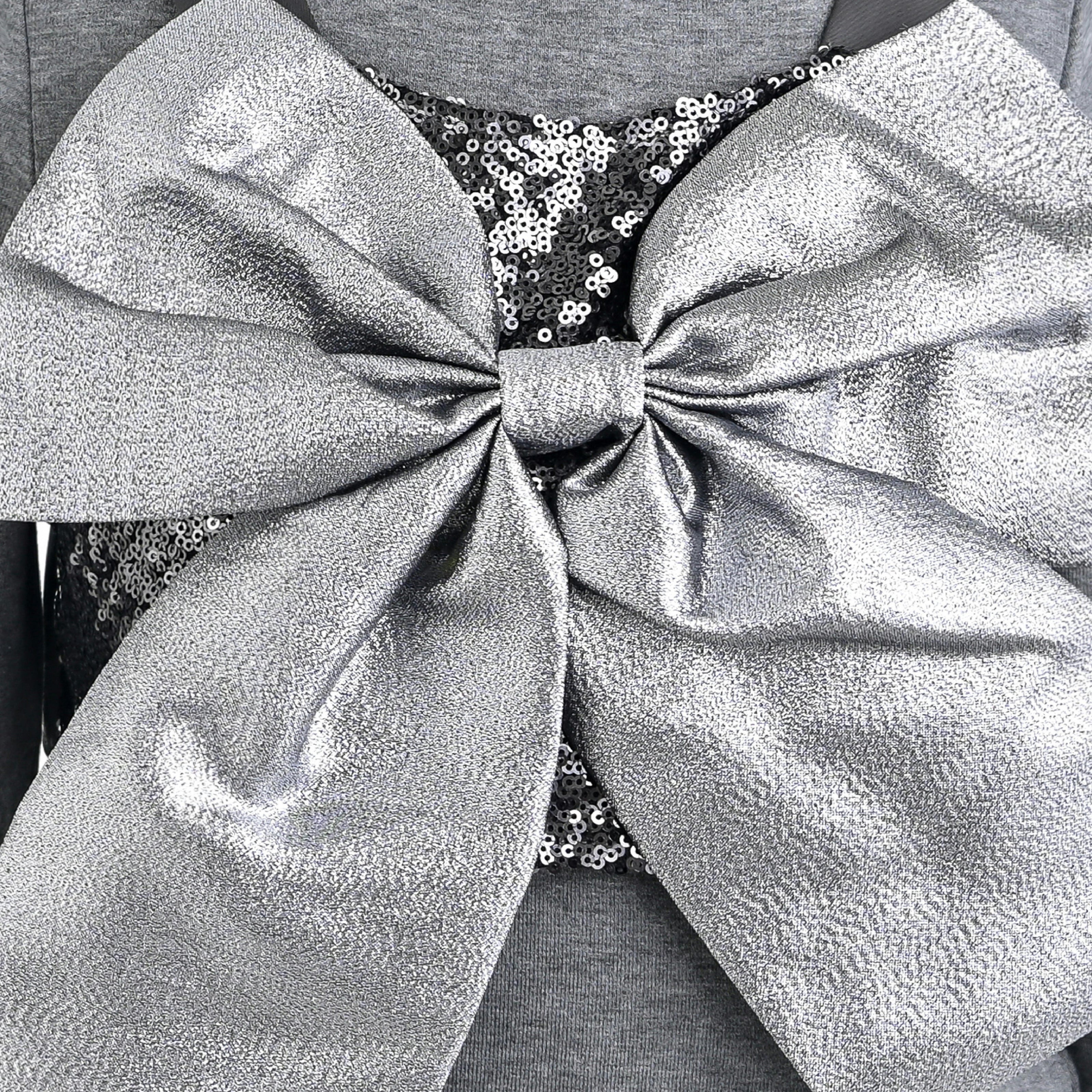 Gray Melina Bow Ruffle Set