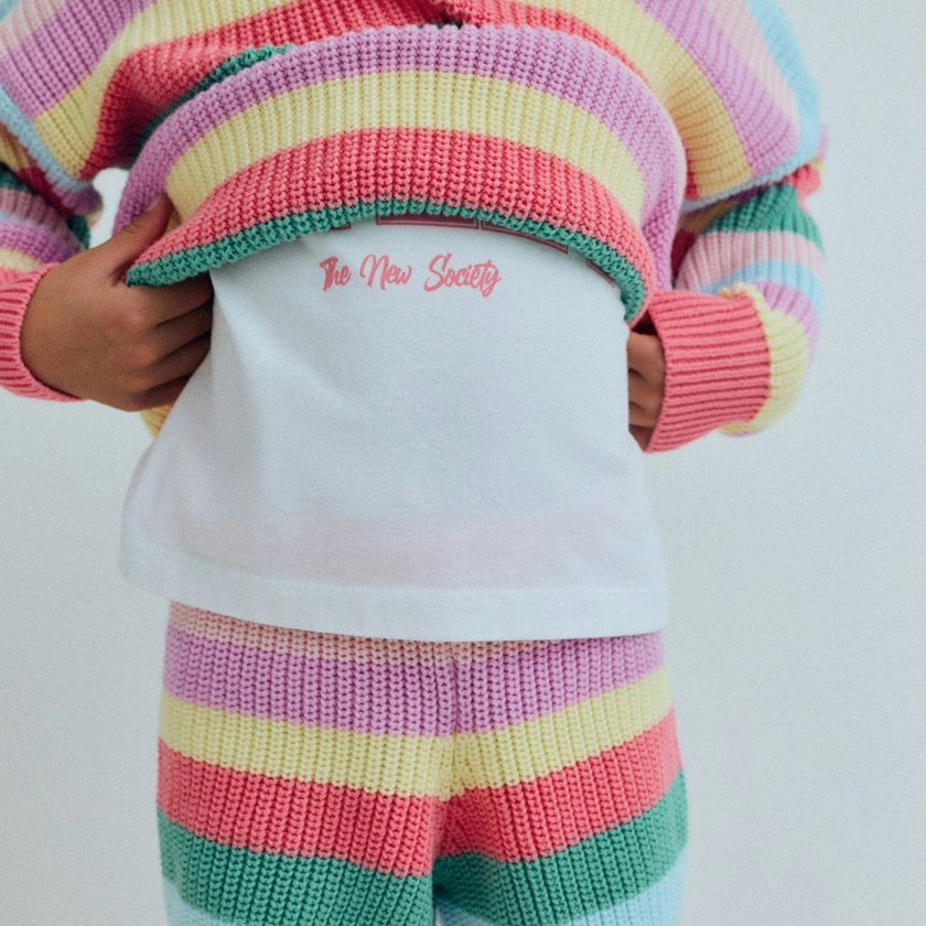 Canela Short Flamingo Pink Multicolor Stripes