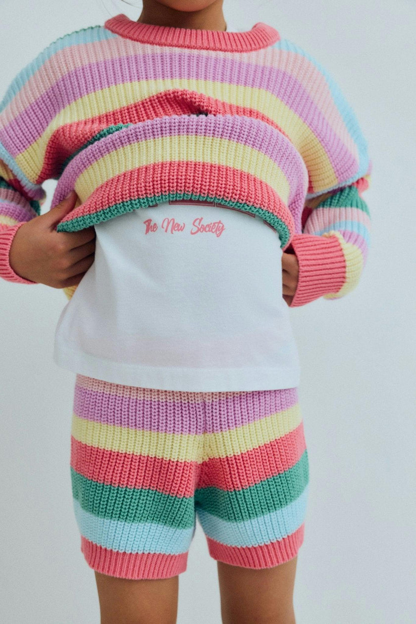 Canela Short Flamingo Pink Multicolor Stripes