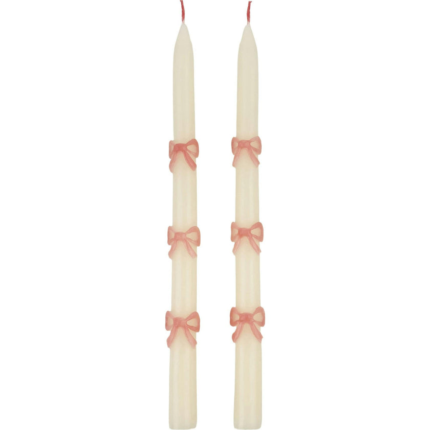 Pink Bow Taper Candles