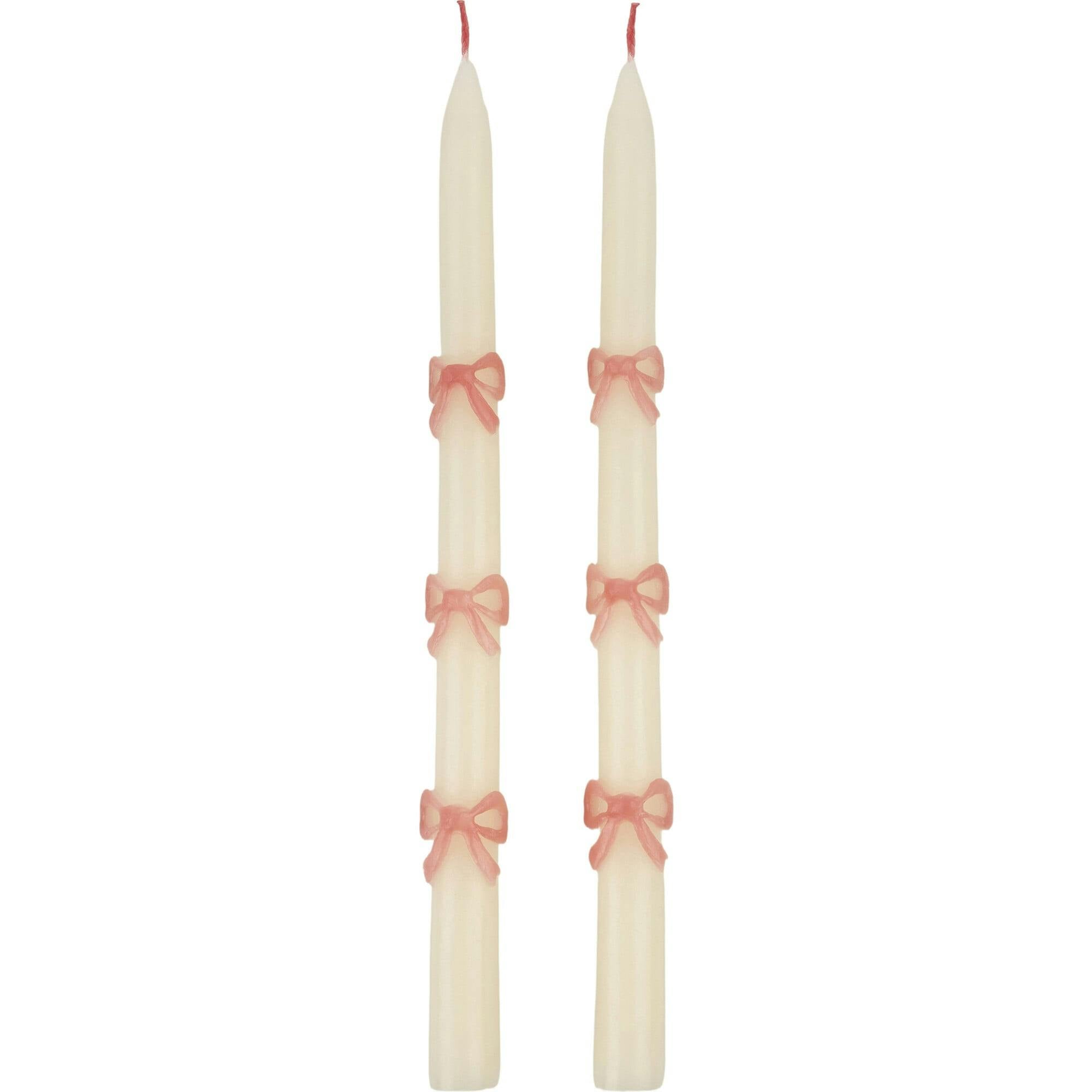 Pink Bow Taper Candles