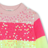 Multicolored Striped Sequin Knit Sweater