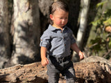 JASPER Navy Chambray Woven Onesie