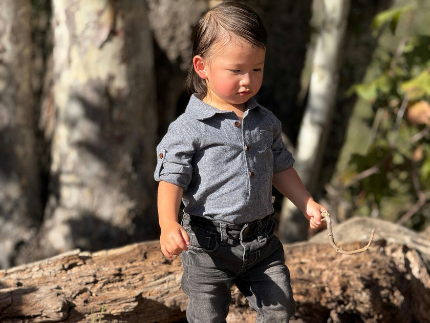 JASPER Navy Chambray Woven Onesie