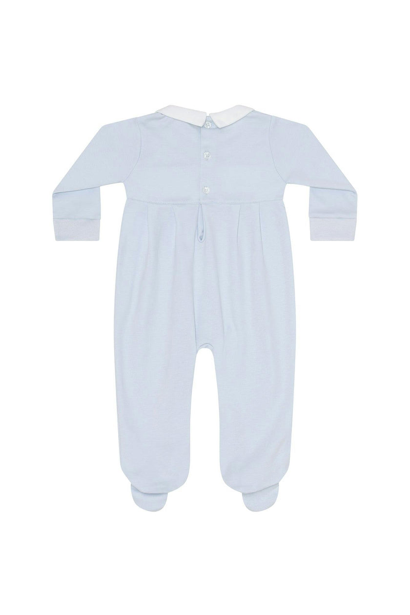 Blue Pumpkin Patch Embroidered Footie