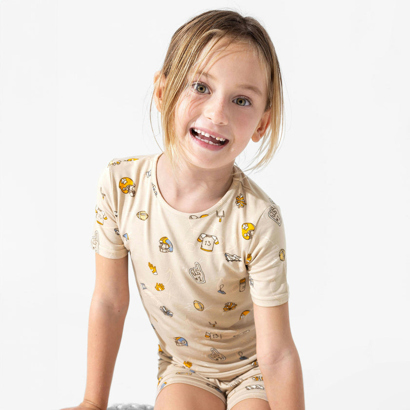 Football Bamboo Kids Pajama Short Set