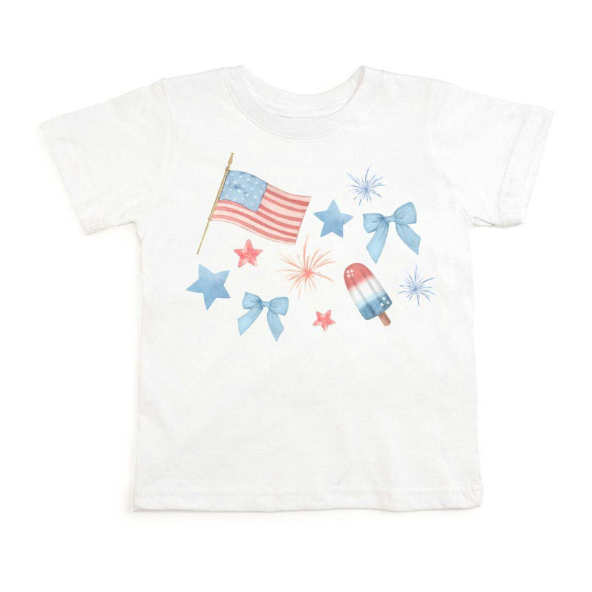 Patriotic Watercolor Short Sleeve T-Shirt - White