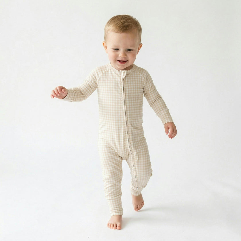 Sandstone Gingham Bamboo Sleeper