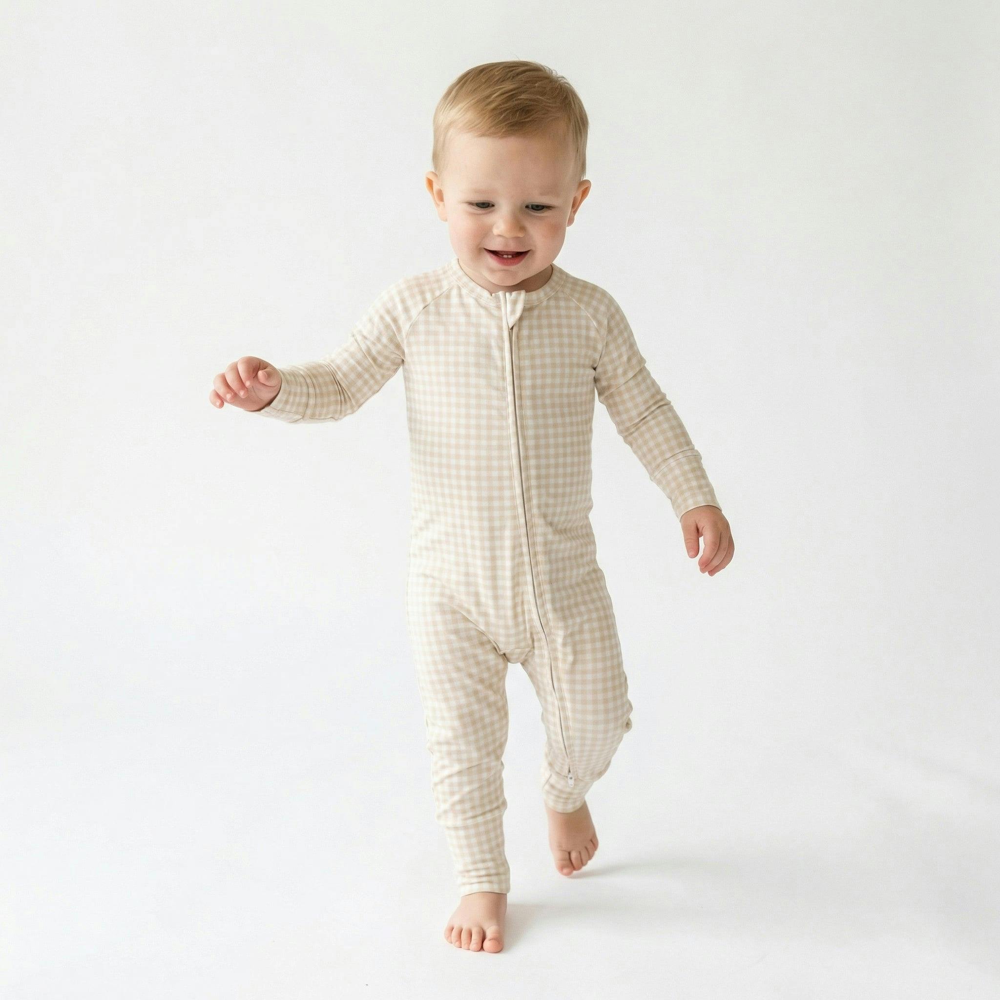 Sandstone Gingham Bamboo Sleeper