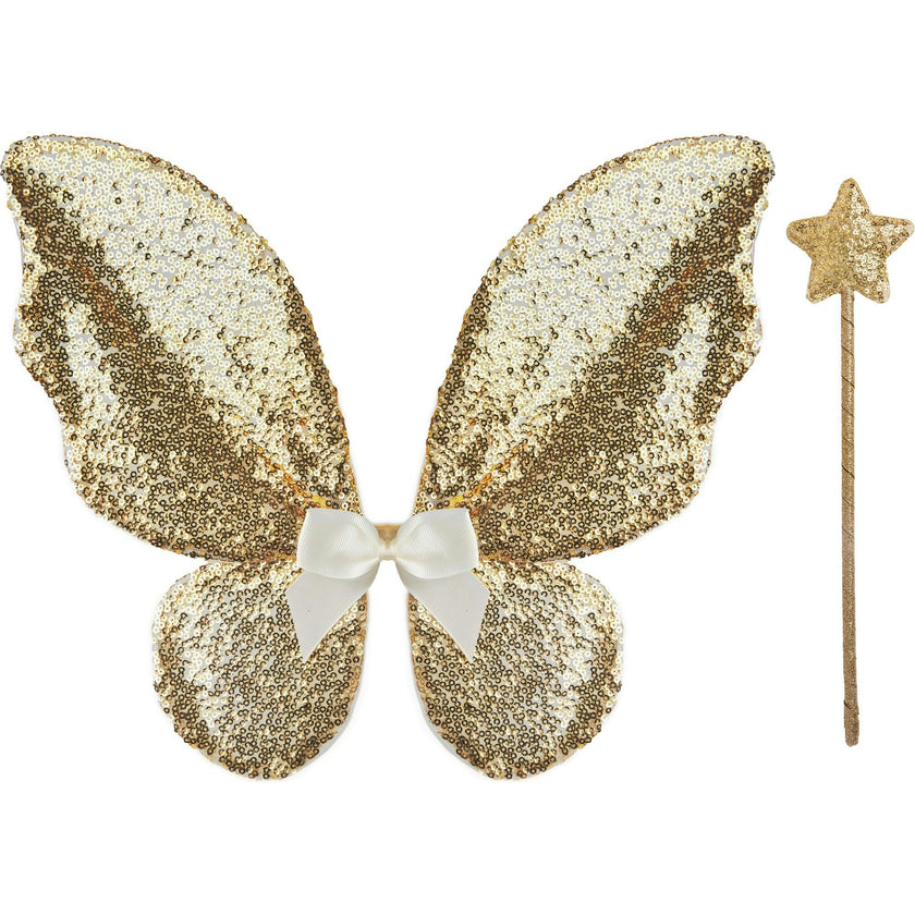 Gracious Gold Sequins Skirt, Wings, & Wand