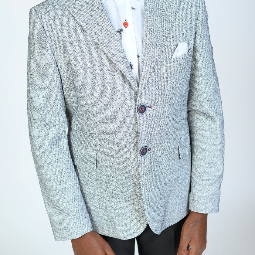 Cool Gray Embroidered Blazer