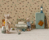 Vintage single bed, Mouse - Mint